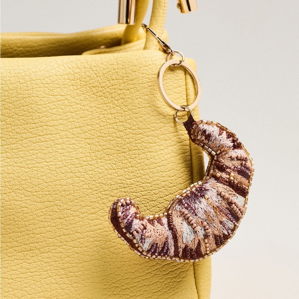 NET! Anthropologie Beaded Croissant Bag Charm - Picture 2 of 3